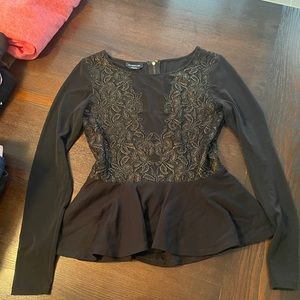 Mesh and gold peplum blouse